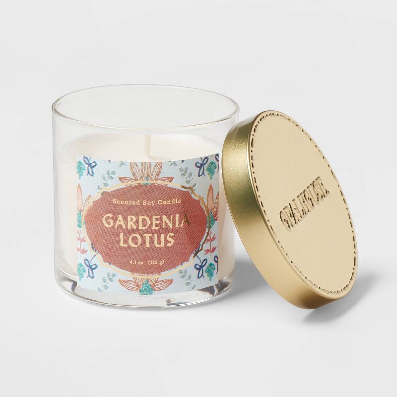 slide 2 of 3, 4.1oz Lidded Glass Jar Candle Gardenia Lotus - Opalhouse™, 4.1 oz