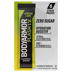 BODYARMOR Flash IV Lemon Lime Pouches, 0.25 dry oz, 6 Pack