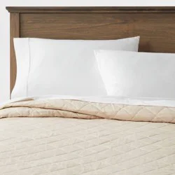 King Diamond Stitch Cotton Linen Quilt Khaki - Threshold™: OEKO-TEX Certified, Midweight Coverlet