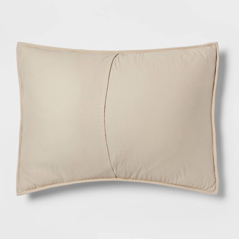 slide 4 of 4, Standard Diamond Stitch Cotton Linen Quilt Sham Khaki - Threshold™: OEKO-TEX Certified, Woven Texture, No Flange Design, 1 ct