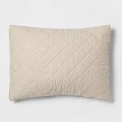 Standard Diamond Stitch Cotton Linen Quilt Sham Khaki - Threshold™: OEKO-TEX Certified, Woven Texture, No Flange Design