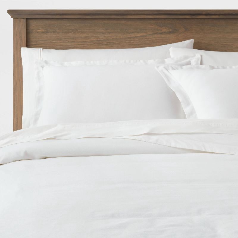slide 2 of 6, Full/Queen Cotton Linen Chambray Duvet Cover & Sham Set White - Threshold™: OEKO-TEX Certified, Zipper Closure, 1 ct