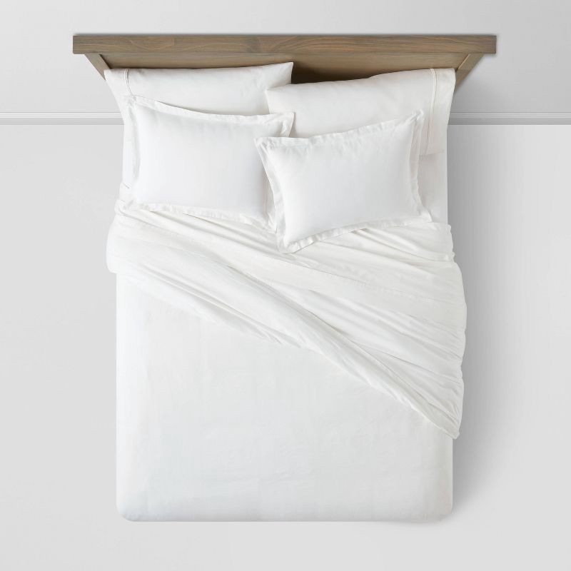 slide 3 of 6, Full/Queen Cotton Linen Chambray Duvet Cover & Sham Set White - Threshold™: OEKO-TEX Certified, Zipper Closure, 1 ct