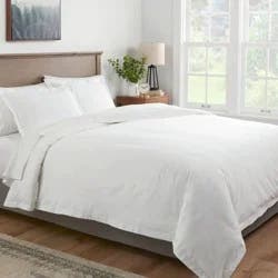 Full/Queen Cotton Linen Chambray Duvet Cover & Sham Set White - Threshold™: OEKO-TEX Certified, Zipper Closure