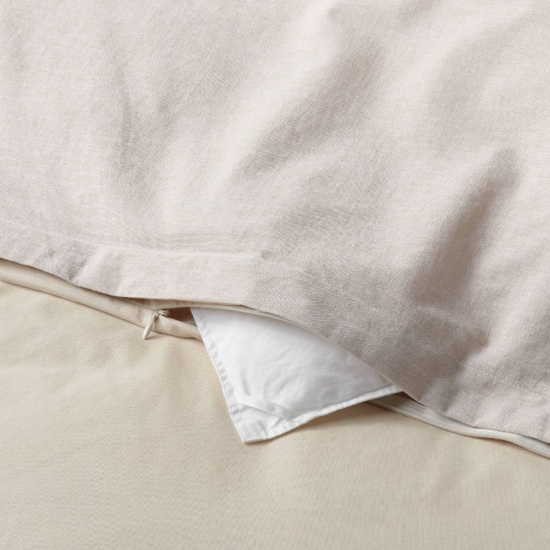 slide 6 of 6, King Cotton Linen Chambray Duvet Cover & Sham Set Khaki - Threshold™: Woven Bedding Sets, OEKO-TEX Certified, 1 ct