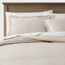 King Cotton Linen Chambray Duvet Cover & Sham Set Khaki - Threshold™: Woven Bedding Sets, OEKO-TEX Certified