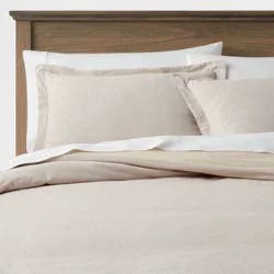 King Cotton Linen Chambray Duvet Cover & Sham Set Khaki - Threshold™: Woven Bedding Sets, OEKO-TEX Certified