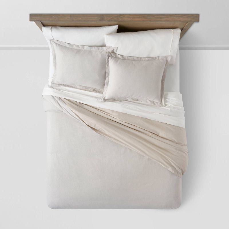 slide 3 of 6, King Cotton Linen Chambray Duvet Cover & Sham Set Light Gray - Threshold™: OEKO-TEX Certified, Zipper Closure, Midweight, 1 ct