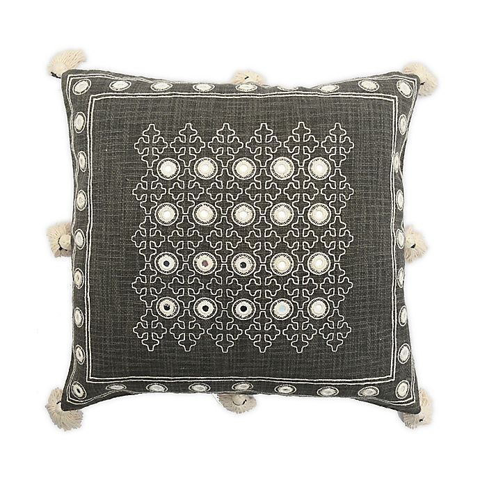 slide 1 of 2, Global Caravan Ouled Embroidered Square Throw Pillow - Grey, 1 ct