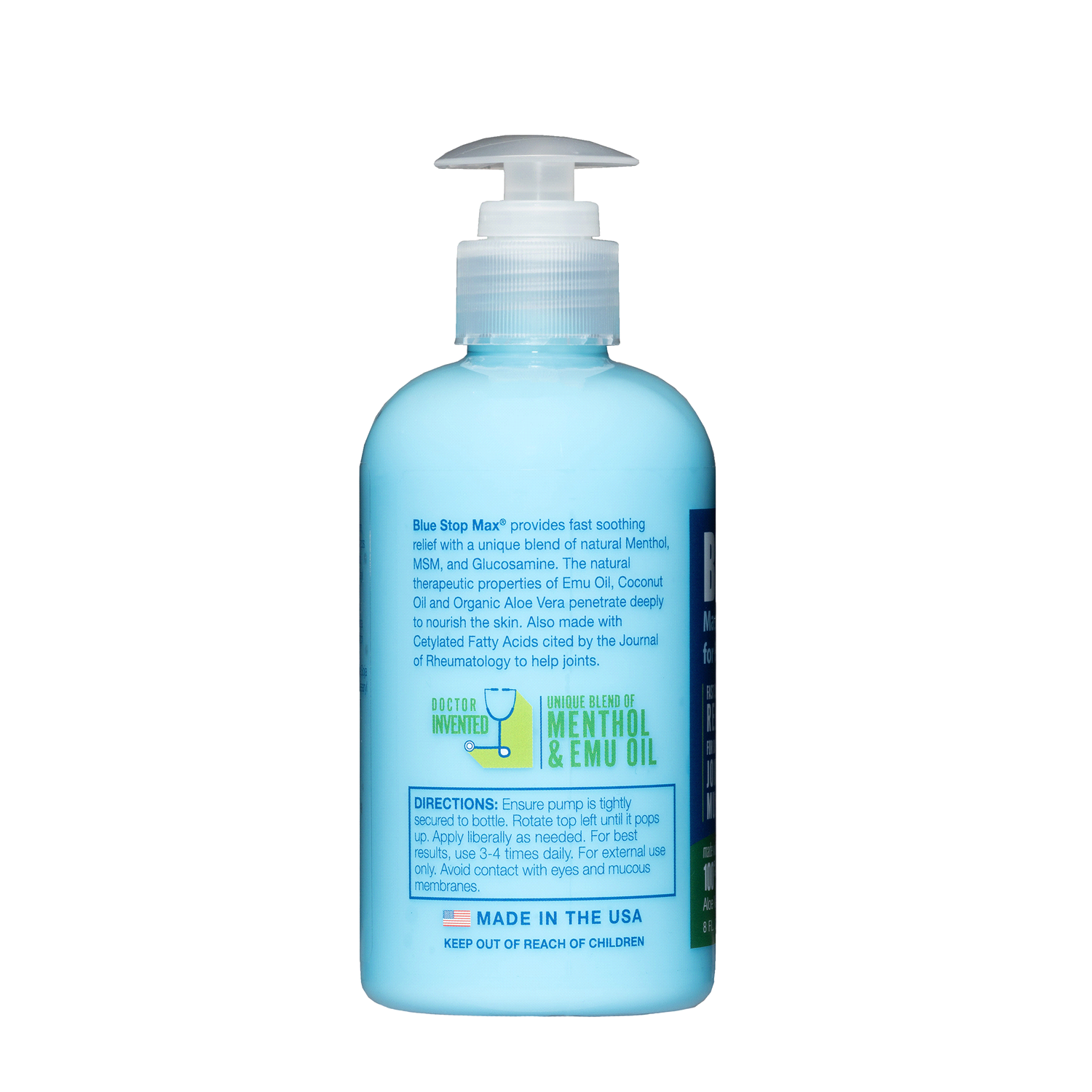 slide 2 of 4, Blue Stop Max Triple Action Fresh Scent Relief for Joints + Muscles 8 fl oz, 8 fl oz