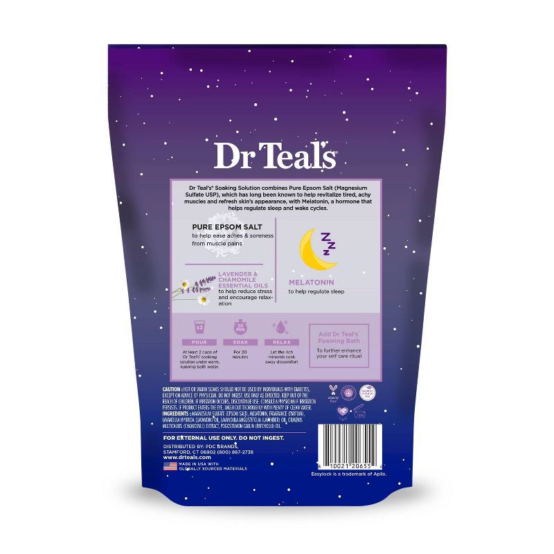 slide 4 of 7, Dr Teal's Epsom Salt Magnesium Soak - Sleep Blend with Melatonin, Lavender & Chamomile - 7lbs, 7 lb