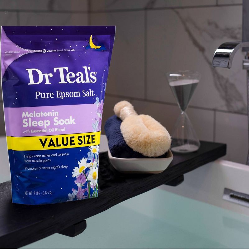 slide 5 of 7, Dr Teal's Epsom Salt Magnesium Soak - Sleep Blend with Melatonin, Lavender & Chamomile - 7lbs, 7 lb