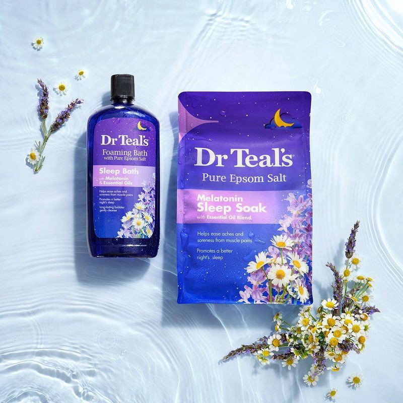 slide 7 of 7, Dr Teal's Epsom Salt Magnesium Soak - Sleep Blend with Melatonin, Lavender & Chamomile - 7lbs, 7 lb