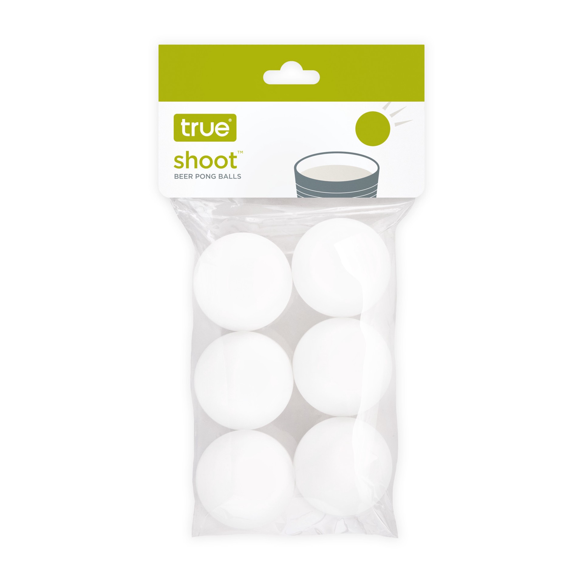 slide 4 of 4, True Shoot Ping Pong Balls, White Table Tennis Balls, Beer Pong Balls, 40 Millimeters, White Plastic, Set of 6, 1 ct