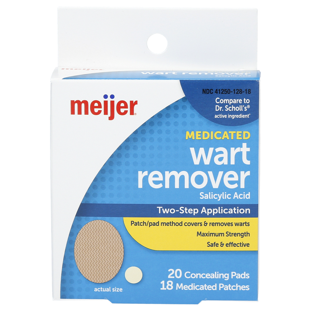 slide 1 of 1, Meijer Wart Remover Patches Medicated, 20 ct