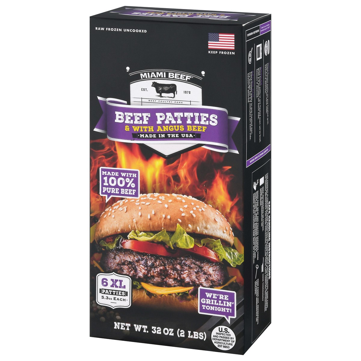 slide 9 of 9, Miami Beef Angus Beef Patties - 32 Oz, 32 oz