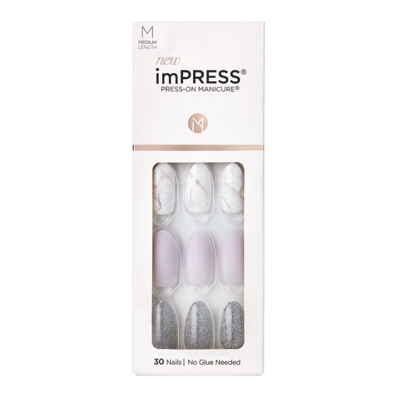 slide 1 of 1, Kiss imPRESS Press-On Manicure Medium Length Fake Nails - Climb Up - 30ct, 30 ct