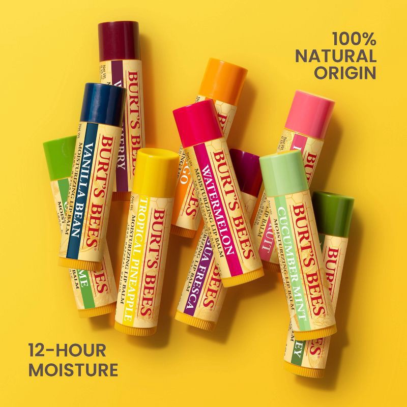 slide 8 of 11, Burt's Bees 100% Natural Origin Moisturizing Lip Balm - Tropical Fruit - 4pk​, 4 ct