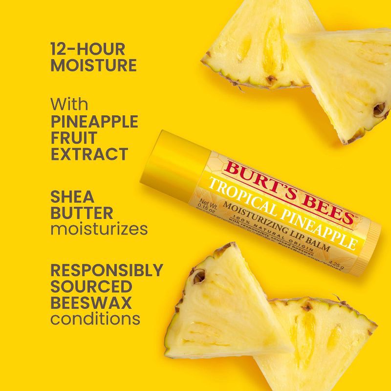 slide 3 of 9, Burt's Bees Lip Balm - Pineapple - 0.15oz, 0.15 oz