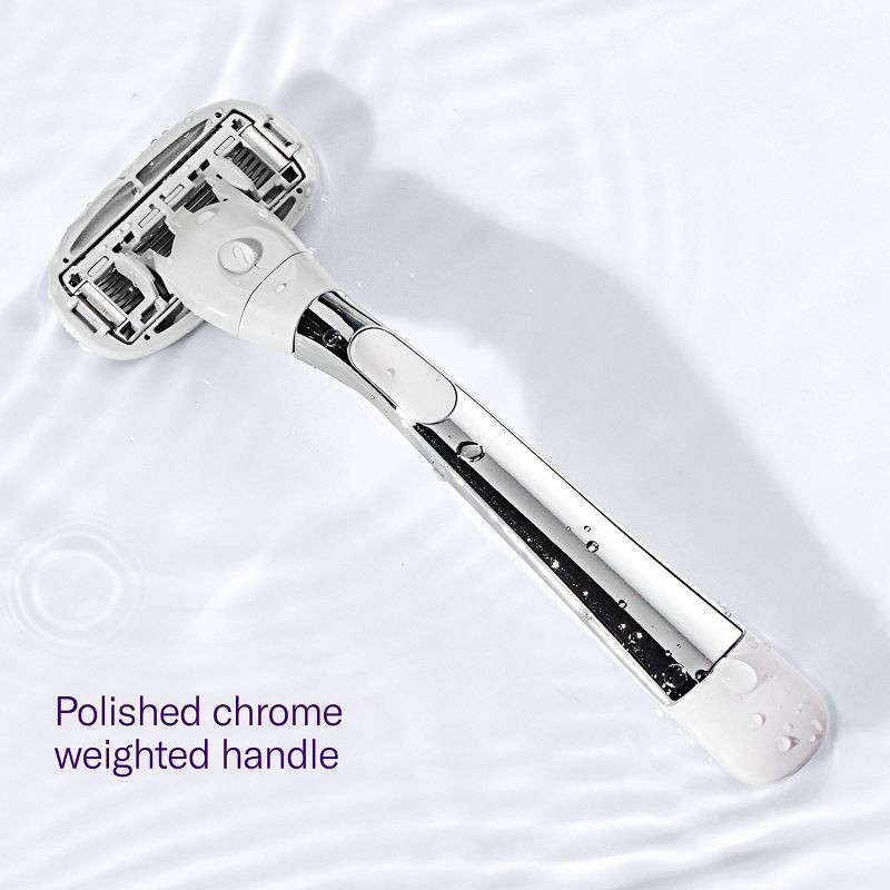 slide 5 of 8, Flamingo 5-Blade Women's Razor - 1 Razor Handle + 2 Razor Blade Refills - Polished Chrome, 1 ct