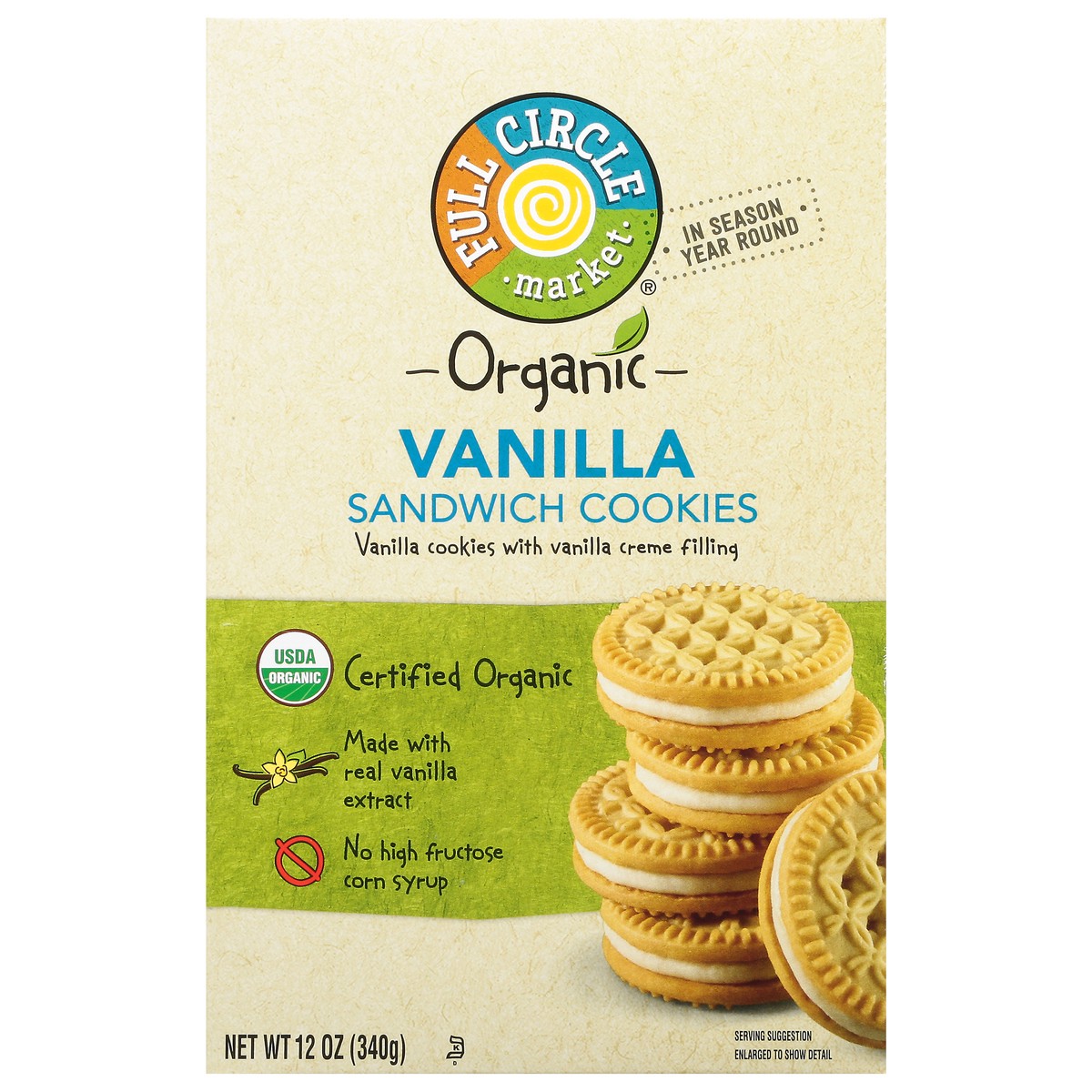 slide 14 of 14, Full Circle Market Organic Vanilla Sandwich Cookies 12 oz, 12 oz