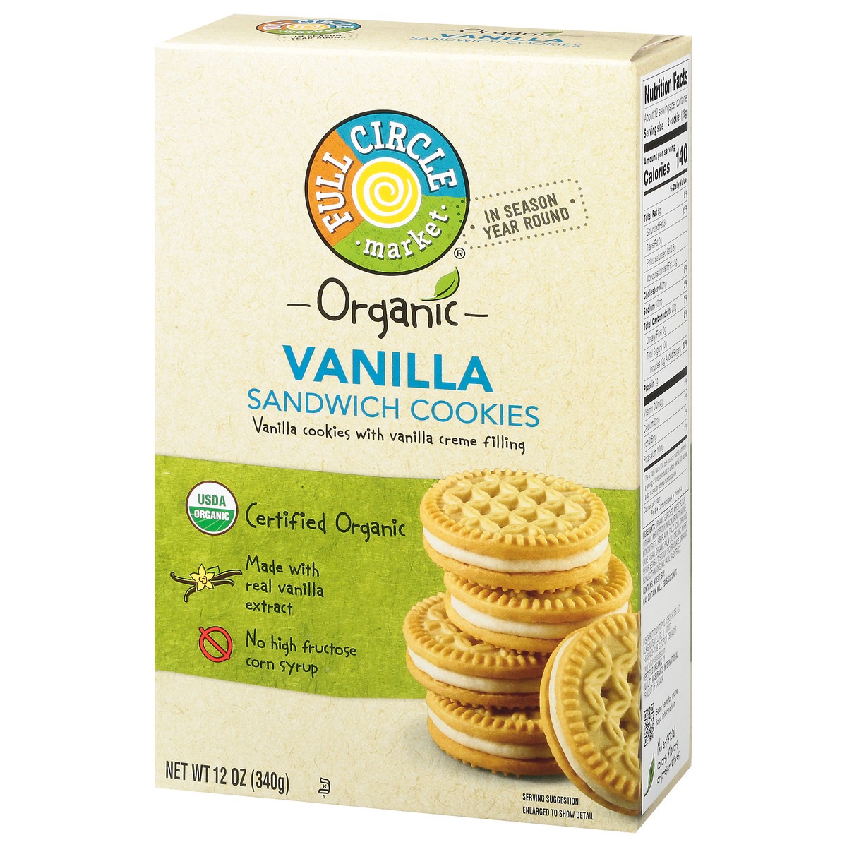 slide 5 of 14, Full Circle Market Organic Vanilla Sandwich Cookies 12 oz, 12 oz