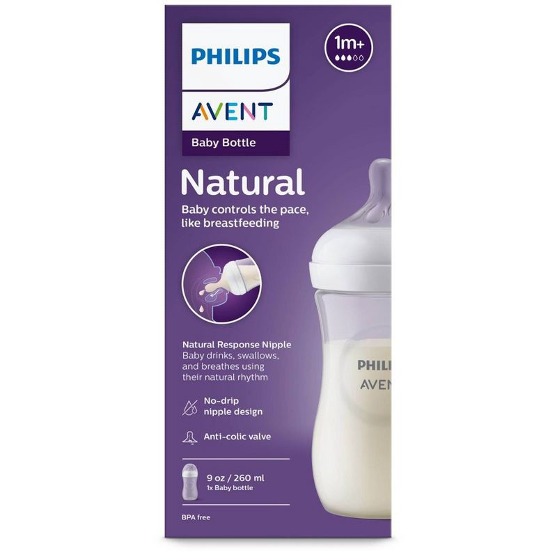 slide 2 of 33, Philips Avent Natural Baby Bottle with Natural Response Nipple - Clear - 9oz, 9 oz