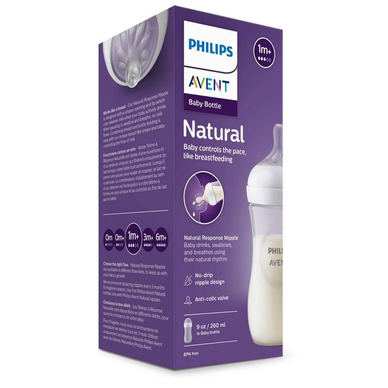 slide 3 of 33, Philips Avent Natural Baby Bottle with Natural Response Nipple - Clear - 9oz, 9 oz
