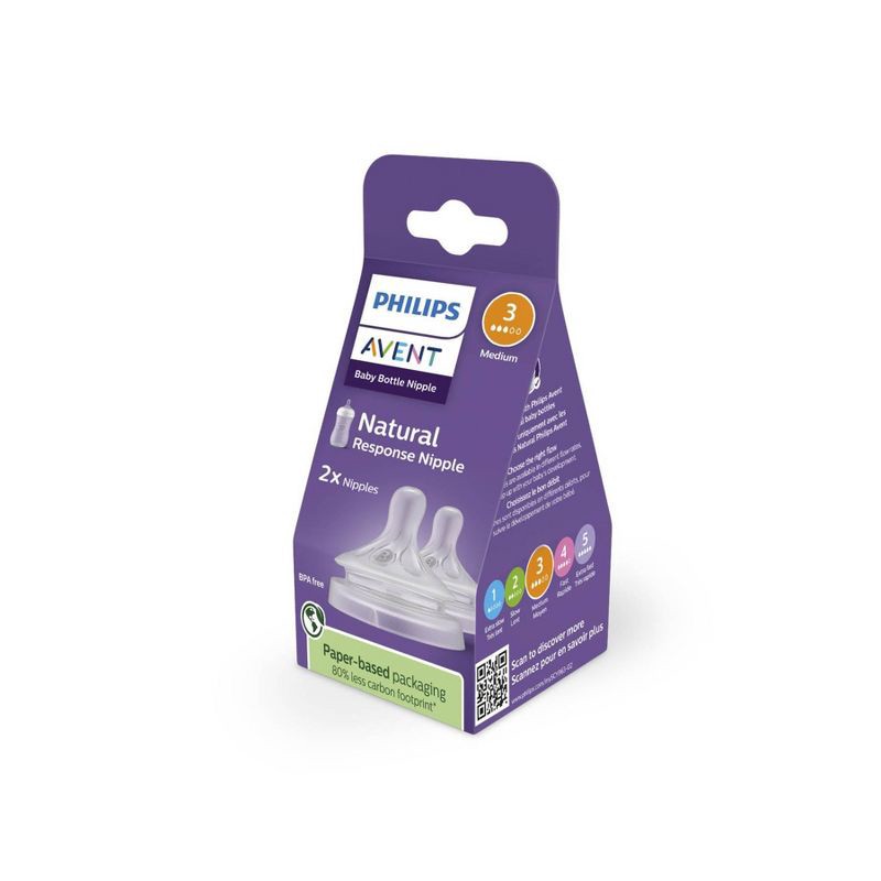 slide 3 of 10, Philips Avent Natural Response Nipples - Medium Flow - Flow 3 - 2pk, 3 pk; 2 ct