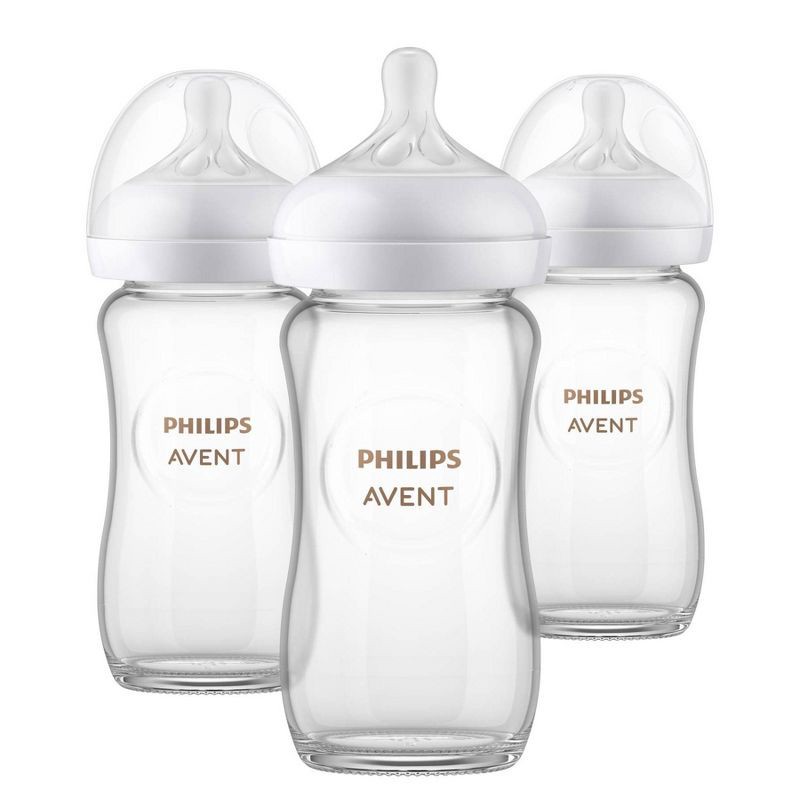 slide 12 of 12, Philips Avent 3pk Glass Natural Baby Bottle with Natural Response Nipple - Clear - 8oz, 3 ct; 8 oz