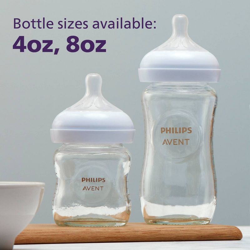 slide 5 of 12, Philips Avent 3pk Glass Natural Baby Bottle with Natural Response Nipple - Clear - 8oz, 3 ct; 8 oz