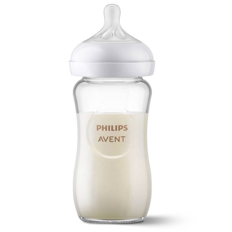 slide 10 of 12, Philips Avent 3pk Glass Natural Baby Bottle with Natural Response Nipple - Clear - 8oz, 3 ct; 8 oz