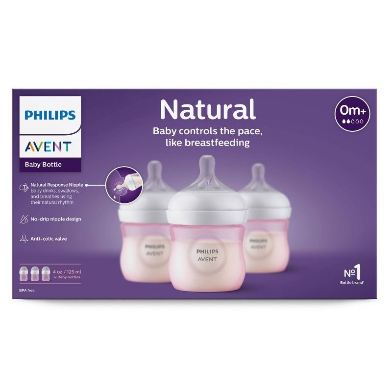 slide 2 of 11, Philips Avent Natural Baby Bottle with Natural Response Nipple - Pink - 4oz, 4 oz