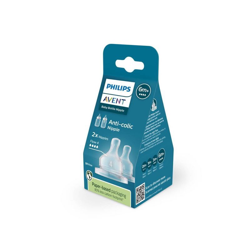 slide 2 of 7, Philips Avent Anti-Colic Nipples - Flow 4 - 2pk, 4 x 2 ct