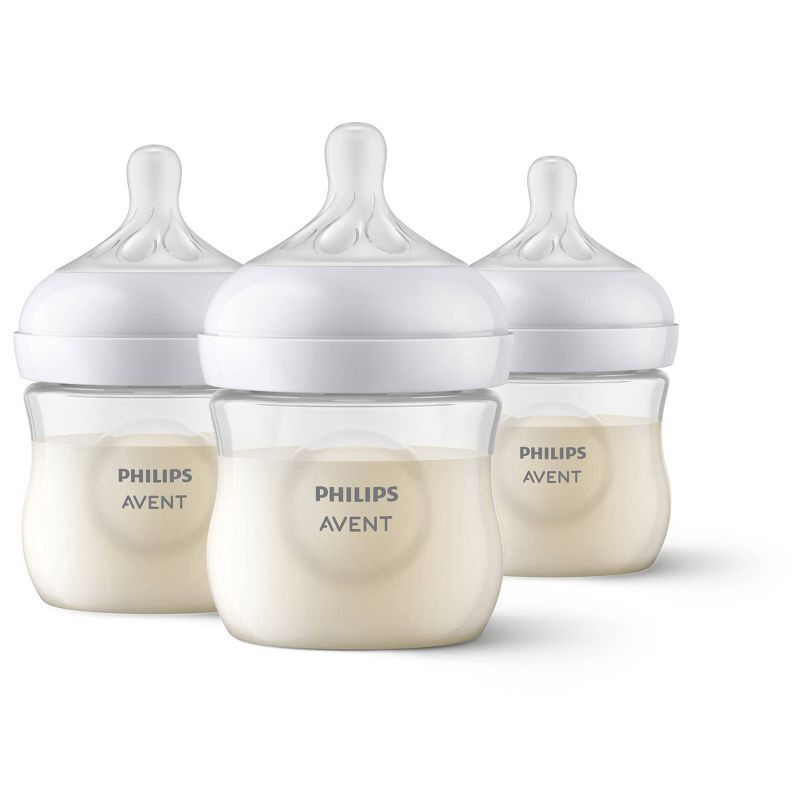 slide 1 of 3, Philips Avent 3pk Natural Baby Bottle with Natural Response Nipple - Clear - 4oz, 3 ct; 4 oz