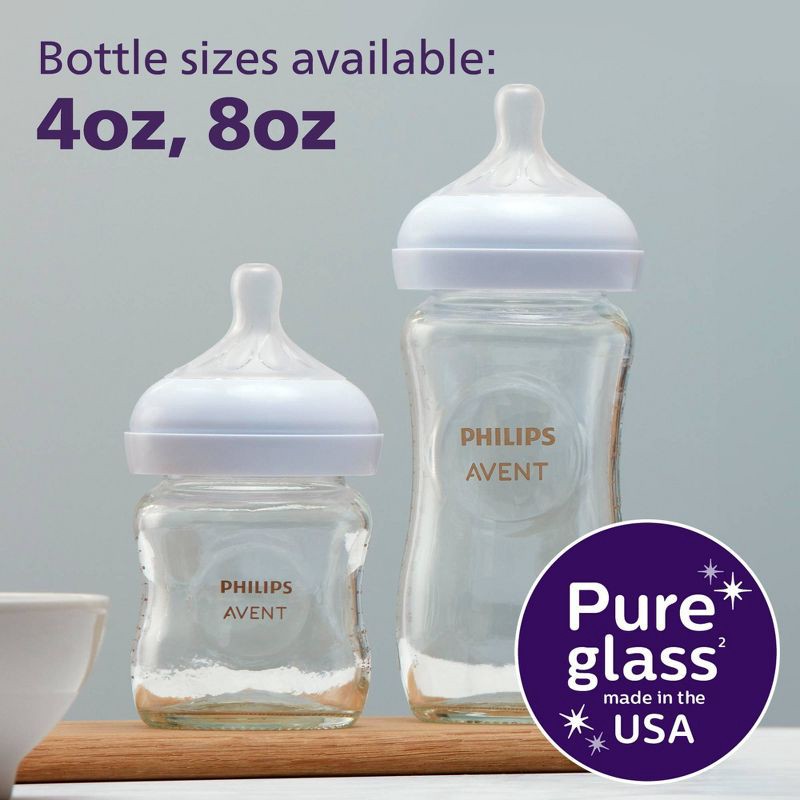 slide 3 of 16, Philips Avent Glass Natural Bottle with Natural Response Nipple Baby Set - 7pc, 7 ct