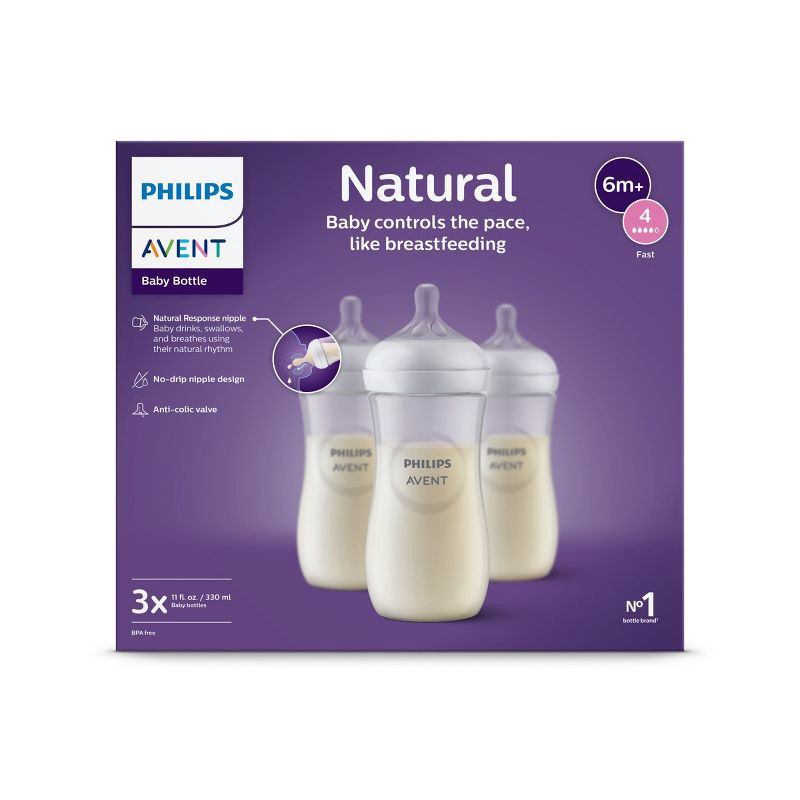 slide 20 of 21, Philips Avent Natural Baby Bottle with Natural Response Nipple - Clear - 11oz, 11 oz