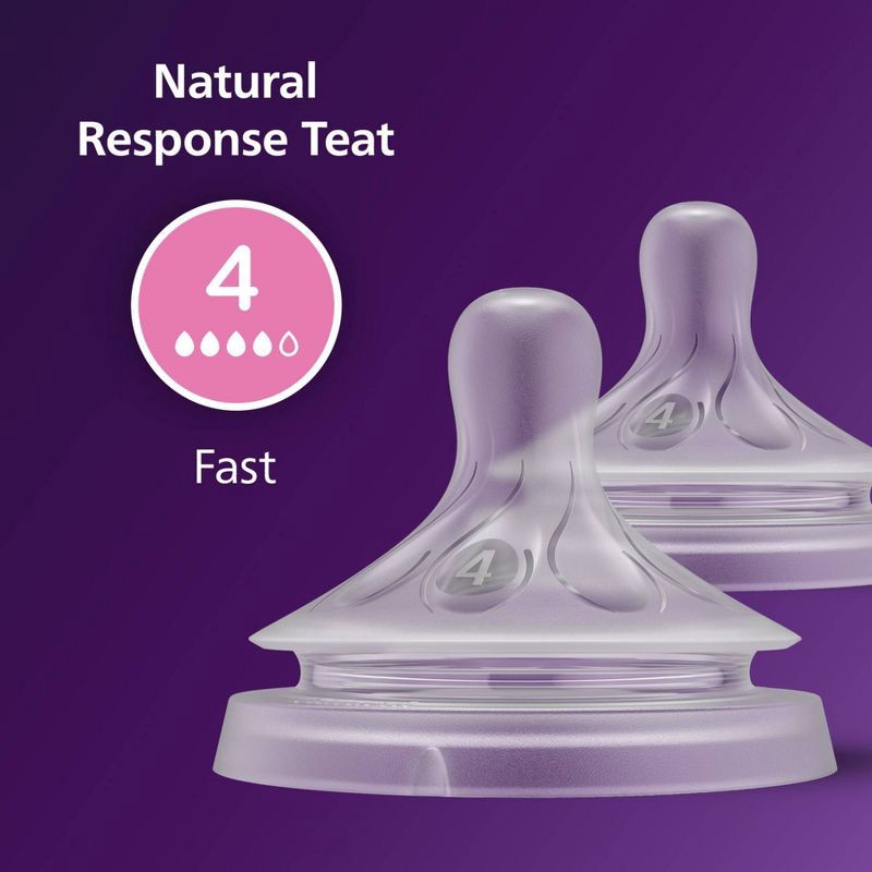 slide 3 of 9, Philips Avent Natural Response Nipples - Fast Flow - Flow 4 - 2pk, 4 x 2 ct