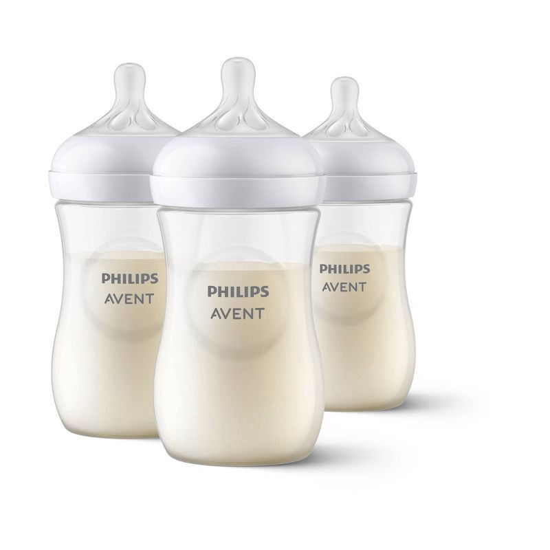 slide 1 of 21, Philips Avent 3pk Natural Baby Bottle with Natural Response Nipple - Clear - 9oz, 3 ct; 9 oz
