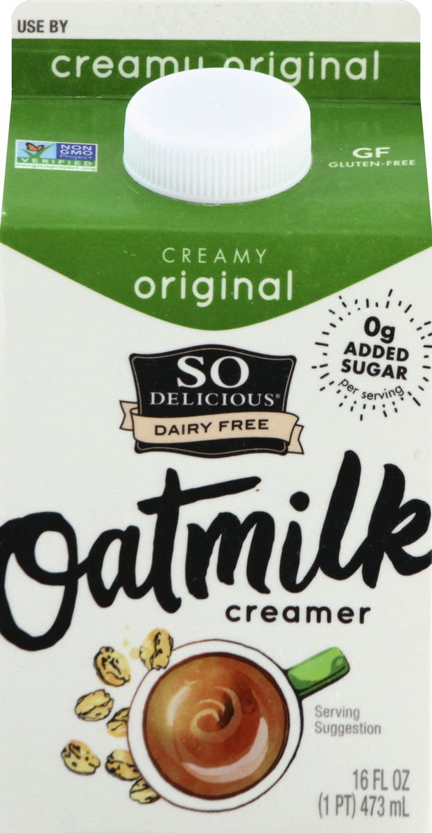 slide 2 of 6, So Delicious Dairy Free Oatmilk Creamer, Creamy Original, Dairy-Free, Gluten-Free, Vegan, Non-GMO Project Verified, 1 Pint, 16 fl oz