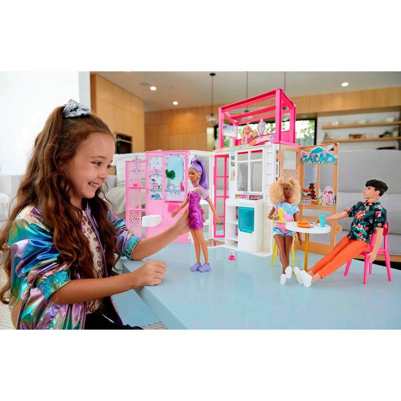 slide 6 of 6, Barbie Dollhouse Playset - 2 Levels & 4 Play Areas, 1 ct