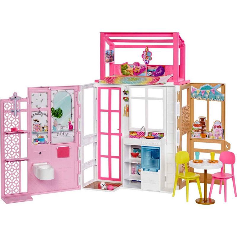 slide 1 of 6, Barbie Dollhouse Playset - 2 Levels & 4 Play Areas, 1 ct