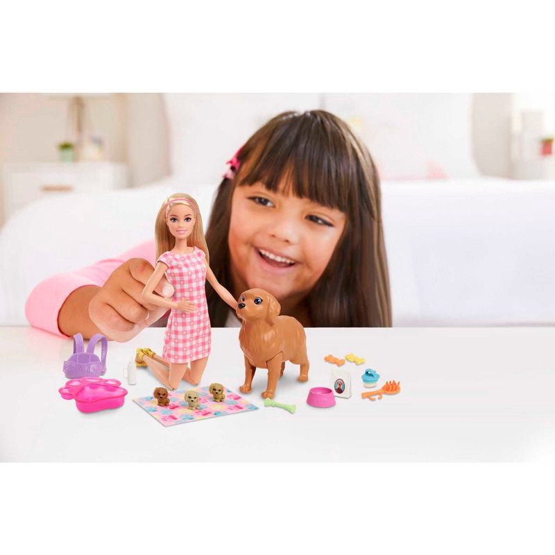 slide 2 of 6, Barbie Doll Newborn Pups Playset, 1 ct