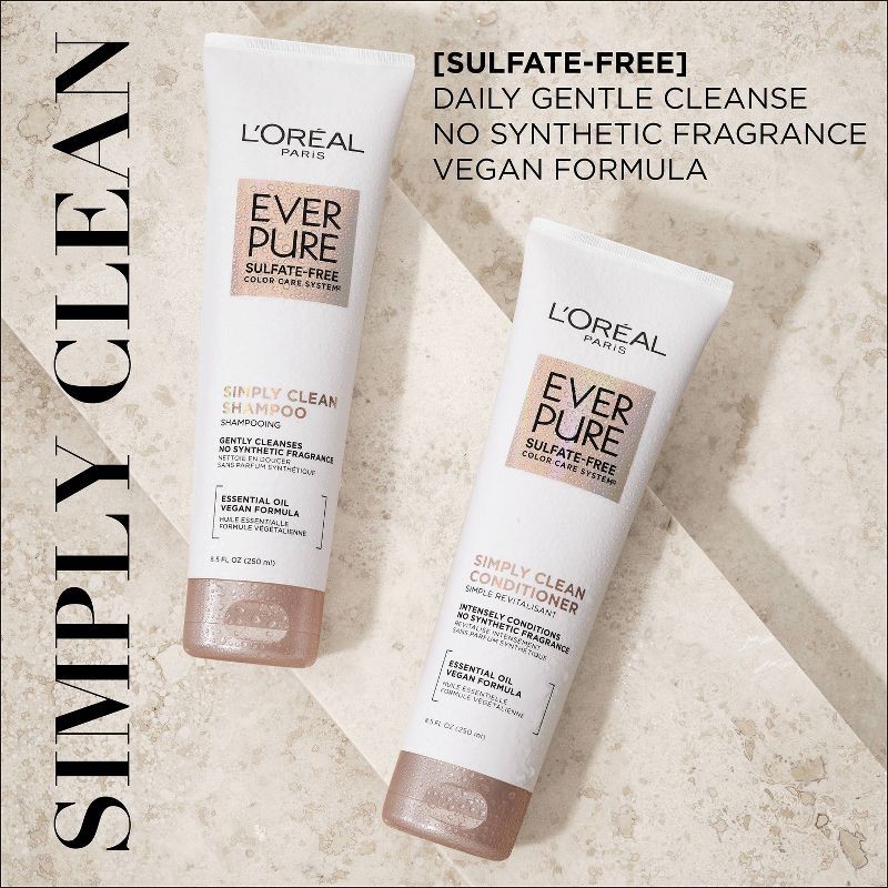 slide 2 of 9, L'Oreal Paris EverPure Sulfate-Free Simply Clean Conditioner with Essential Oil - 8.5 fl oz, 8.5 fl oz