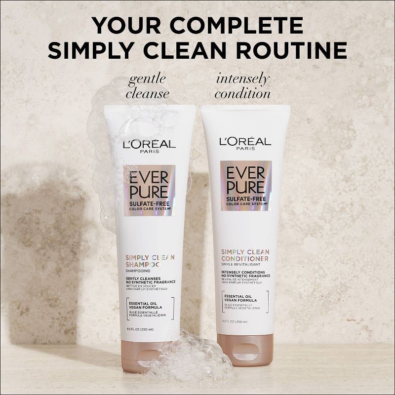slide 7 of 9, L'Oreal Paris EverPure Sulfate-Free Simply Clean Conditioner with Essential Oil - 8.5 fl oz, 8.5 fl oz