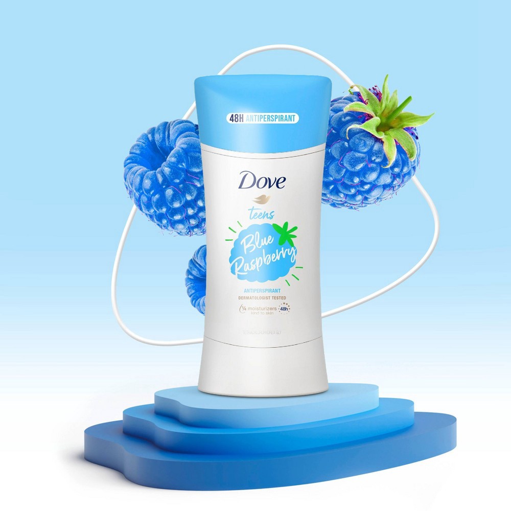 slide 2 of 8, Dove Beauty Teens Blue Raspberry 48 Hour Antiperspirant & Deodorant - 2.6oz, 2.6 oz