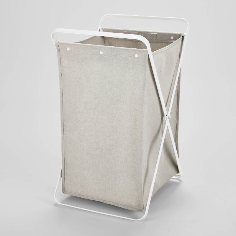 slide 1 of 4, Folding X-Frame Single Sorter Hamper Matte White - Brightroom™, 1 ct