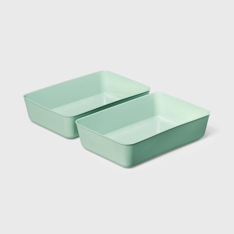 slide 1 of 4, 2pk Large Storage Trays Daydream Green - Brightroom™, 2 ct