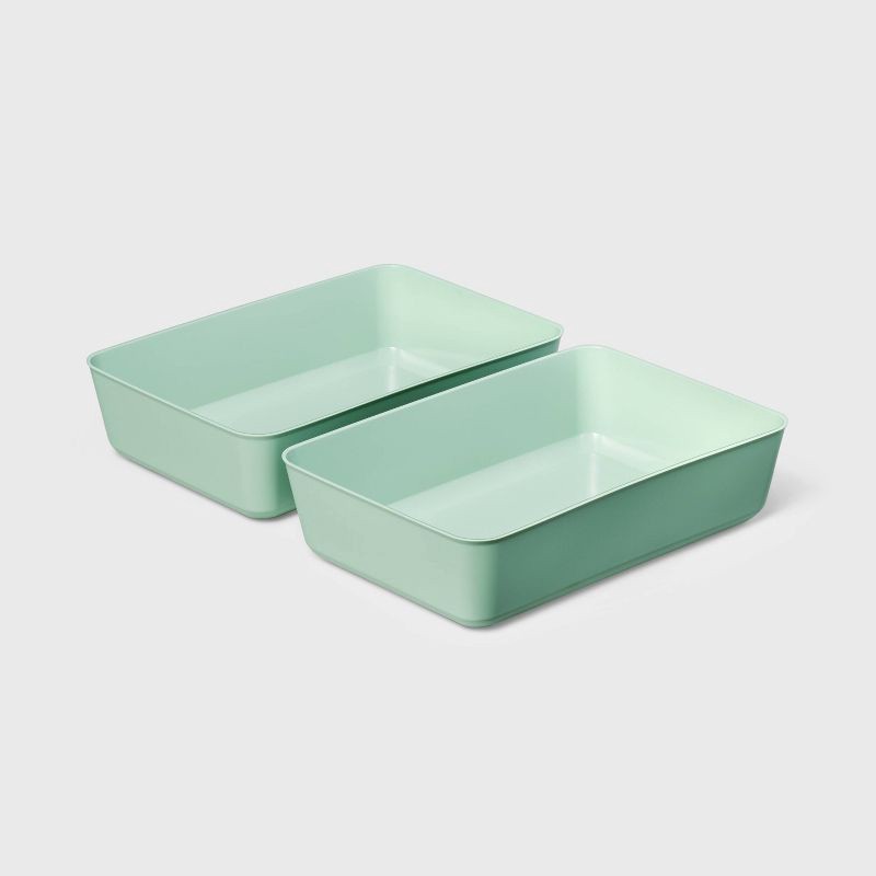 slide 1 of 4, 2pk Large Storage Trays Daydream Green - Brightroom™: LDPE Plastic Organizer for Cosmetics & Craft Supplies, 2 ct