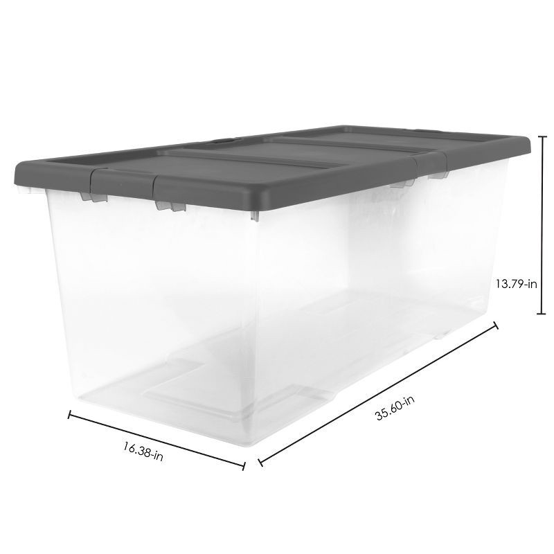 slide 5 of 6, Extra Large Latching Clear Storage Box - Brightroom™: Stackable Utility Tote with Built-In Handles, 100L Capacity, 100 liter